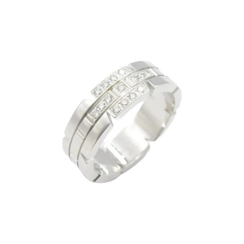 Cartier 2010s 18K White Gold Tank Française Diamond Ring-2