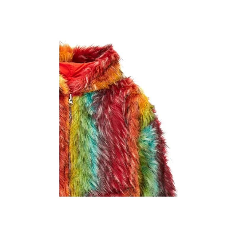BLUEMARBLE Striped Reversible Faux-fur Hooded Jacket-4