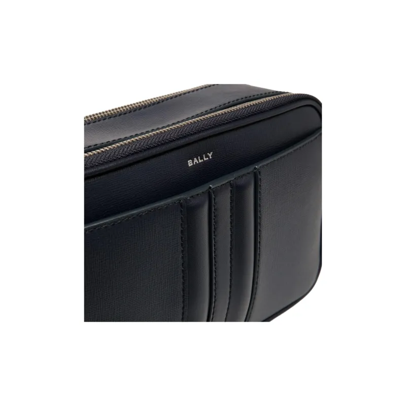 BALLY MYTHOS Recycled Leather Crossbody Bag Men's Marine Blue-4
