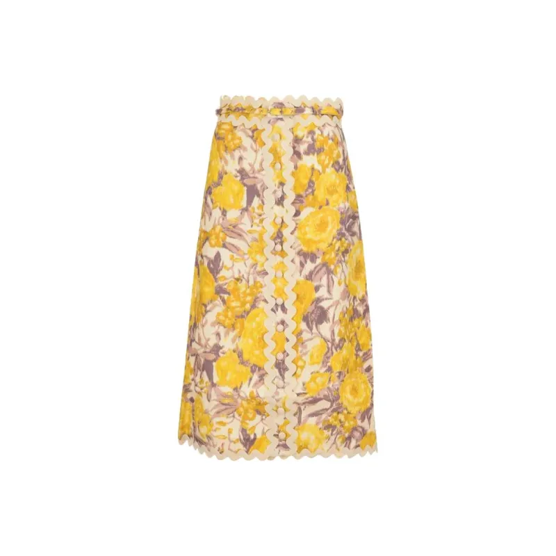 Zimmermann Casual Long Skirts Women's Yellow-0