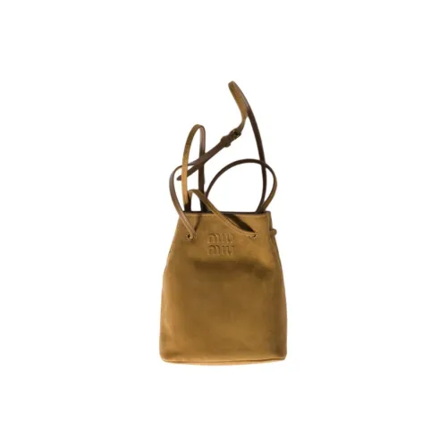 MIU MIU Sheepskin Shoulder Bag Trumpets Women's Olive Brown