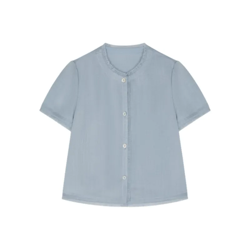 IHIMI Cropped Coats Women's Light Blue-0