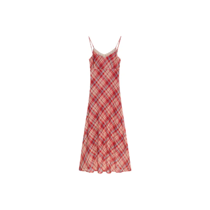 AURORA MUSE Slip Dresses Women's Red Plaid-0