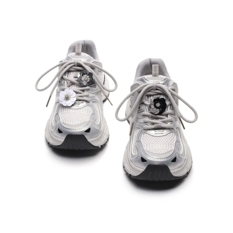 Feiyue Girly Heart Series Anti Slip And Wear Resistant Height Increasing Low Top Casual Shoes Women's Silver-2