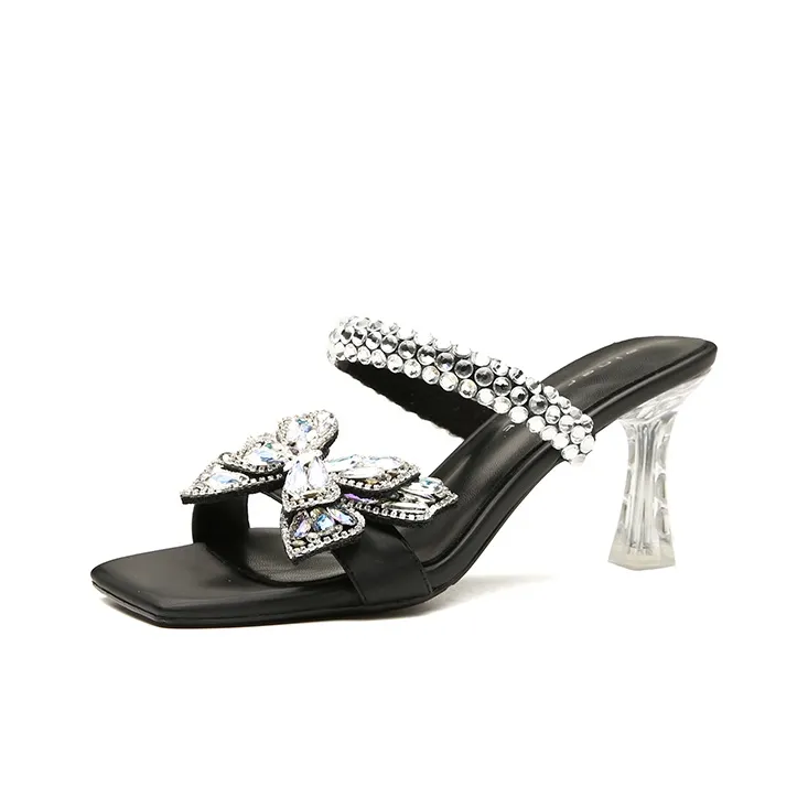 TATAYA Rubber Sole Rhinestone Slip Resistant Slide Slippers Women's-5
