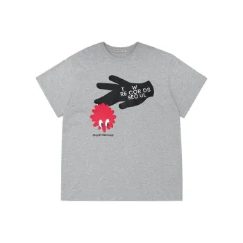 MARDI MERCREDI SS25 UNISEX TSHIRT TURNTABLE LOGO_GREY T Shirt Korean Style Unisex