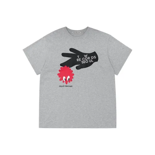 MARDI MERCREDI SS25 UNISEX TSHIRT TURNTABLE LOGO_GREY T Shirt Korean Style Unisex