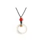 White Jade Color Gold Bead Running Loop-Black Cord