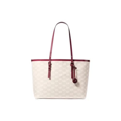 MICHAEL KORS Cotton tote Liuto Bag, Shopping Bag, Handbag, Shoulder Bag Large Size Women's Beige & Rose Red