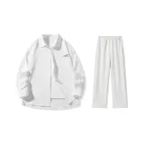 Clothing Set (White Shirt+White Heather Gray Casual Pants)