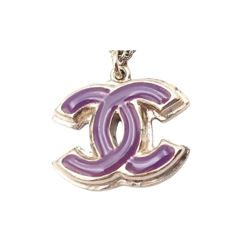 CHANEL 2008 White Enamel Cc Pendant Necklace Costume Necklace-0