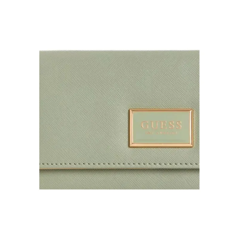 GUESS Saffiano Artificial Leather Clutch Wallet Unisex Light Green-3