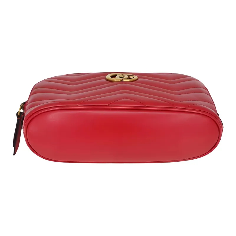 GUCCI Marmont Leather Clutch Makeup Bag Women's Red-2
