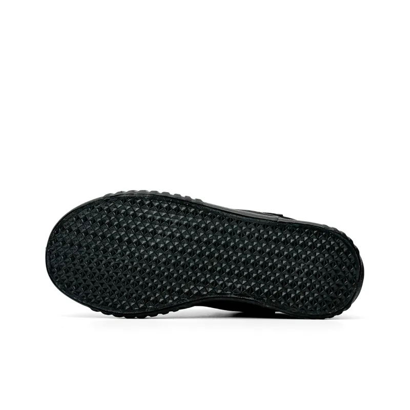 Mengsai Cushioning, Wear Resistant Low Top Skateboard Shoes Men's Black With White Stitching-6