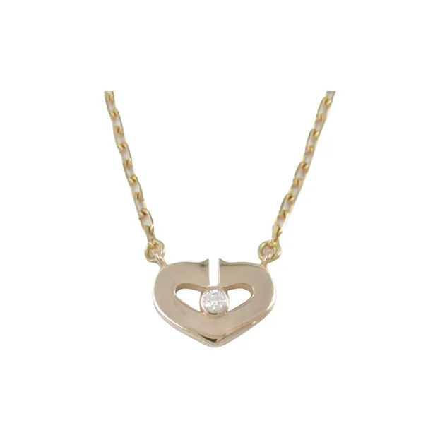 Cartier 2010s 18K Rose Gold C Heart Diamond Pendant Necklace-0