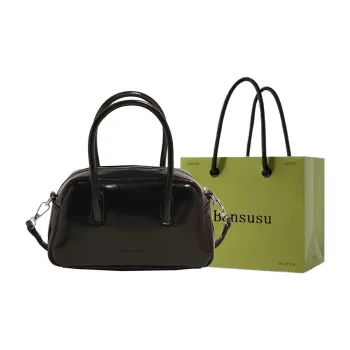 Bansusu PU Bowling Bag, Shoulder Bag, Handbag Women's Black/White/Yellow/Pink