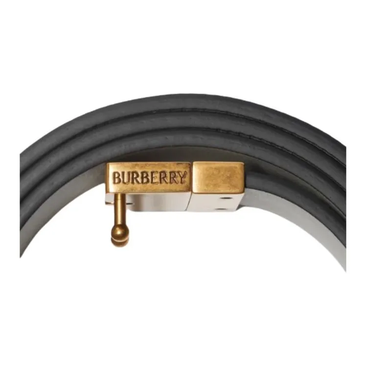Burberry Calfskin Leather Belts Men's Black Width 3.5CM-2