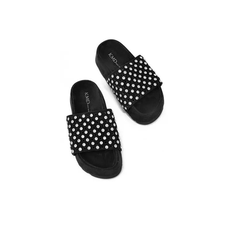 KMD EVA Rhinestone Quiet Slide Slippers Women's-2