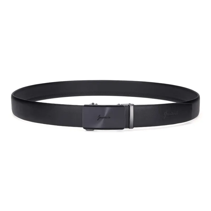 Jeccieziio Top Grain Cow Leather Belts Men's Gunmetal Width 3.5CM-5