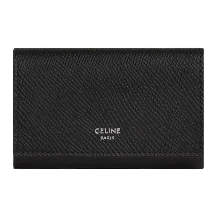 CELINE Grained Calfskin Key Pouch Men's Black-0