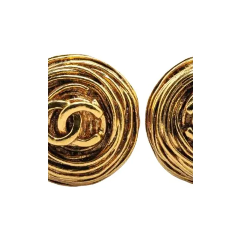 CHANEL 1994 Plated Cc Round Clip On Earrings Costume Earrings-2
