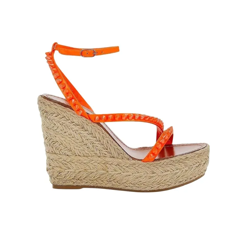 CL LUBOTING Mafaldina Zeppa One Strap Sandals 10.8cm Women's Orange-1