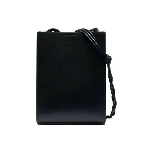 JIL SANDER Tangle Cow Leather Shoulder Bag Men's Black