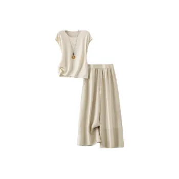 IHIMI Casual Suits Women's Cream Apricot+Apricot