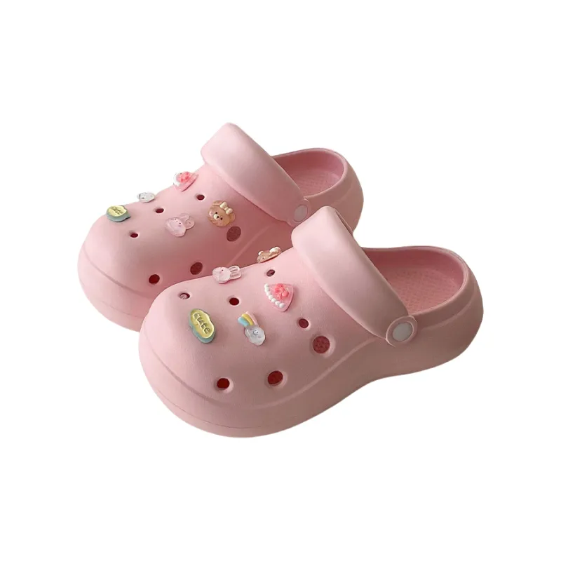 JINGEYU Spring Summer Girlish Minimalist Cute Versatile Women's Crystal Rabbit Shoe Flower DIY Slippers-6