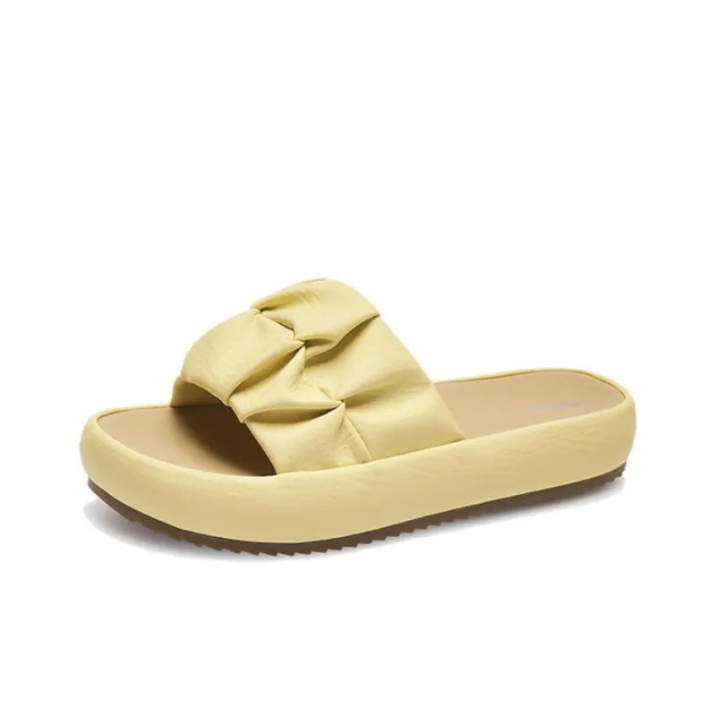AGSDON Slide Slippers Women's Beige/Pink/Yellow-15