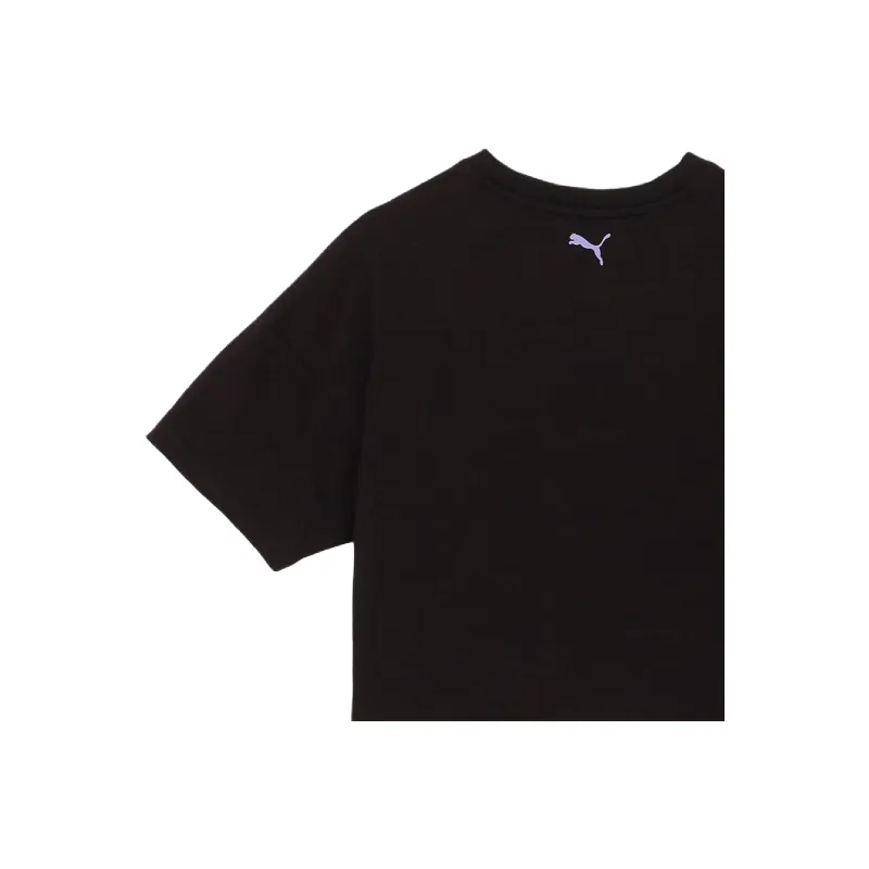 PUMA Ess Logo Drop Shoulder Sleeve T Shirt Women's Black-3