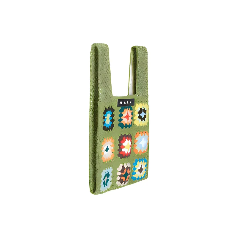 MARNI Fabric Basket Bag Handbag Small Size Women's Green/Multicolor-1