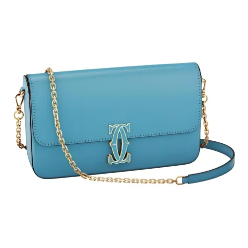 CARTIER C De Cartier Collection Calfskin Crossbody Bag Shoulder Bag Mini Women's Blue