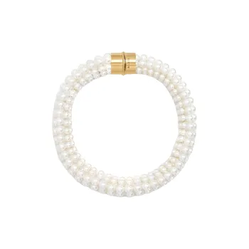 Alaia Glass, Brass, Pearl, Gold Plated Necklaces Unisex White