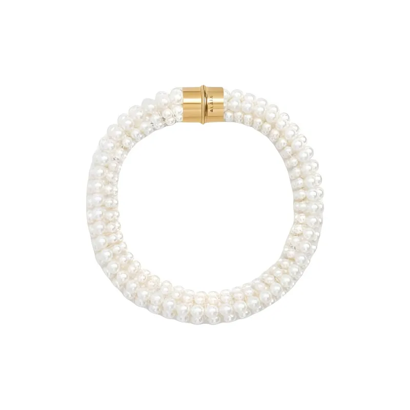 Alaia Glass, Brass, Pearl, Gold Plated Necklaces Unisex White-0