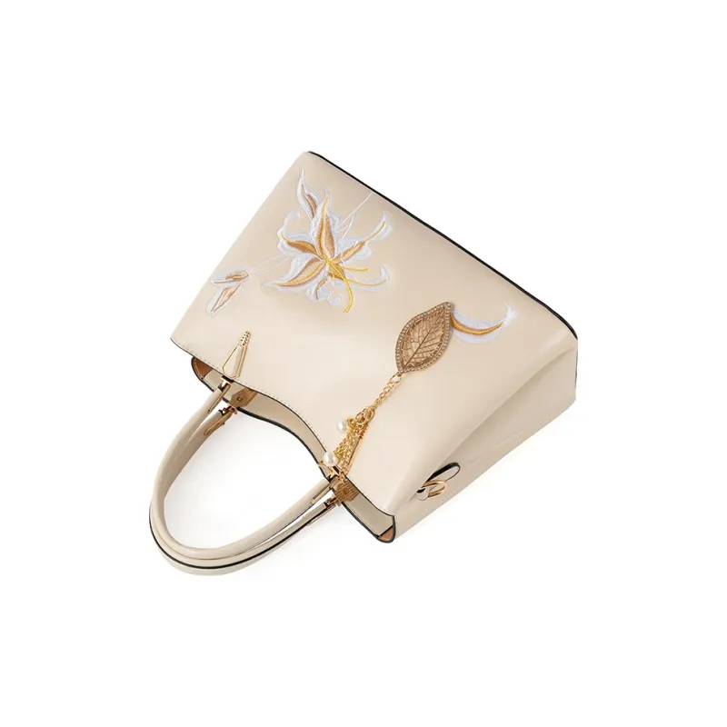 Vigno Synthetic Leather Handbag, One Shoulder, Crossbody Bag Regular Women's Ecru-2