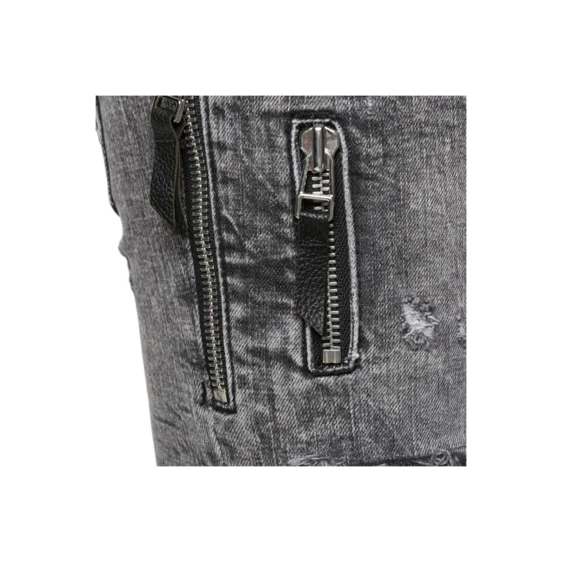 PHILIPP PLEIN Biker Destroyed Skinny Jeans-6