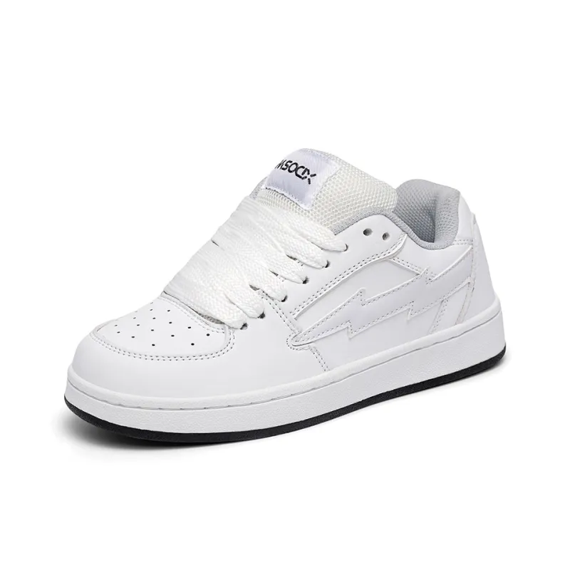 KATHRYN WILSON Height Increasing Abrasion Resistant Lightweight Slip Resistant Low Top Skateboard Shoes Unisex White-1