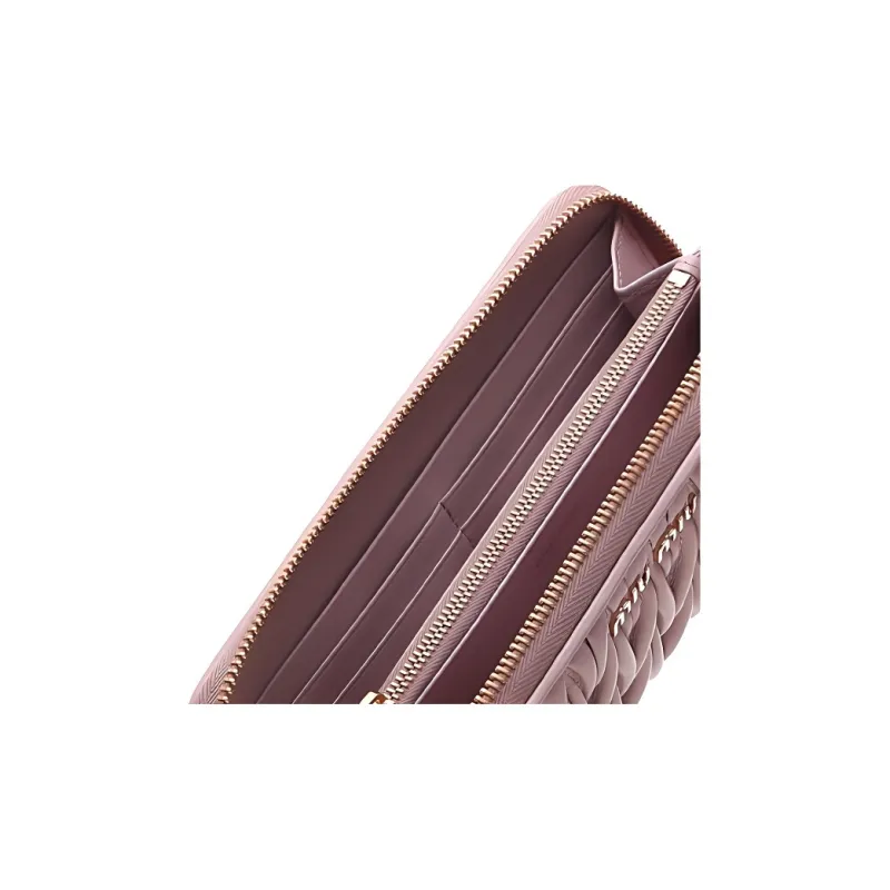 MIU MIU Matelassé Leather Card Holder, Wallet Women's Pink-4