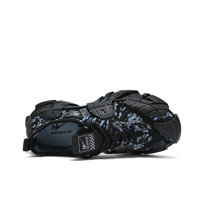 Binary Lightweight, Breathable, And Slip Resistant Low Top Chunky Sneakers Men's Black-6