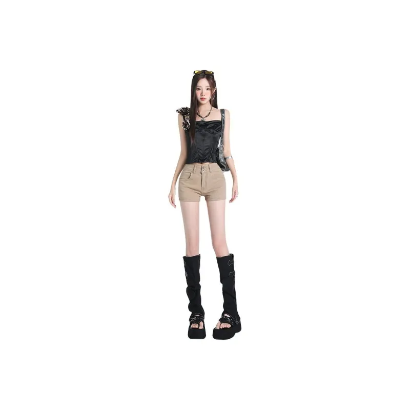 Rose Denim Shorts Women's Khaki-0