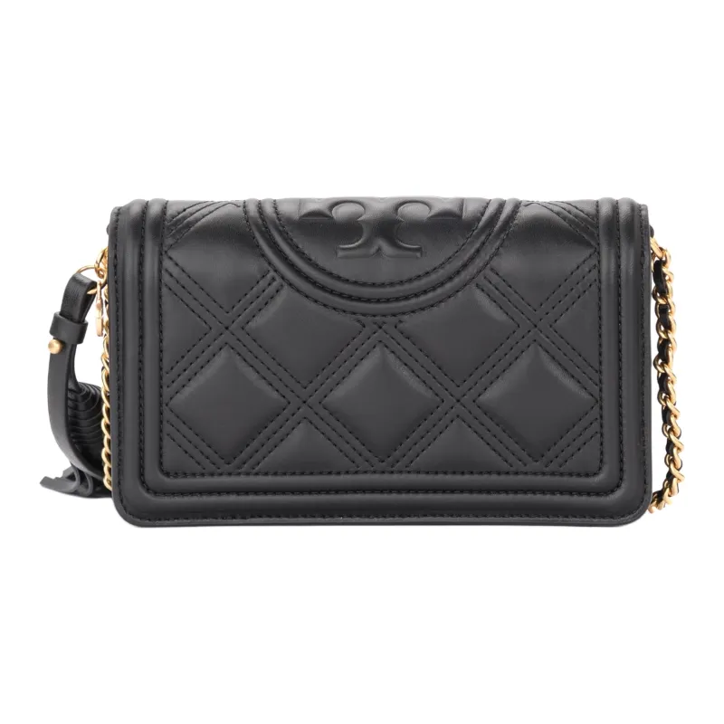 TORY BURCH Fleming Sheepskin Shoulder Bag, Crossbody Bag Trumpets Women's Black-4