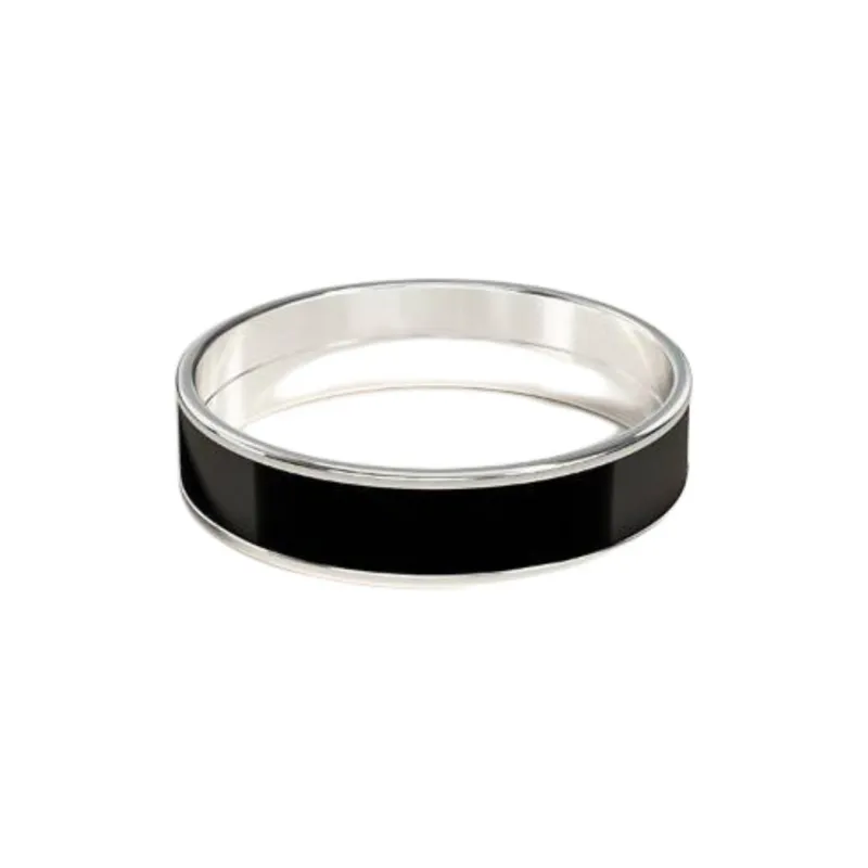 HERMES Enamel Rings Unisex Black-1