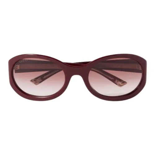 GUCCI Acetate Irregular Shape Sunglasses Unisex Red