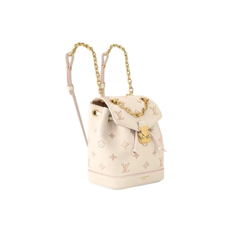 LOUIS VUITTON Embossed Grain Cow Leather Backpack Women's Beige-1