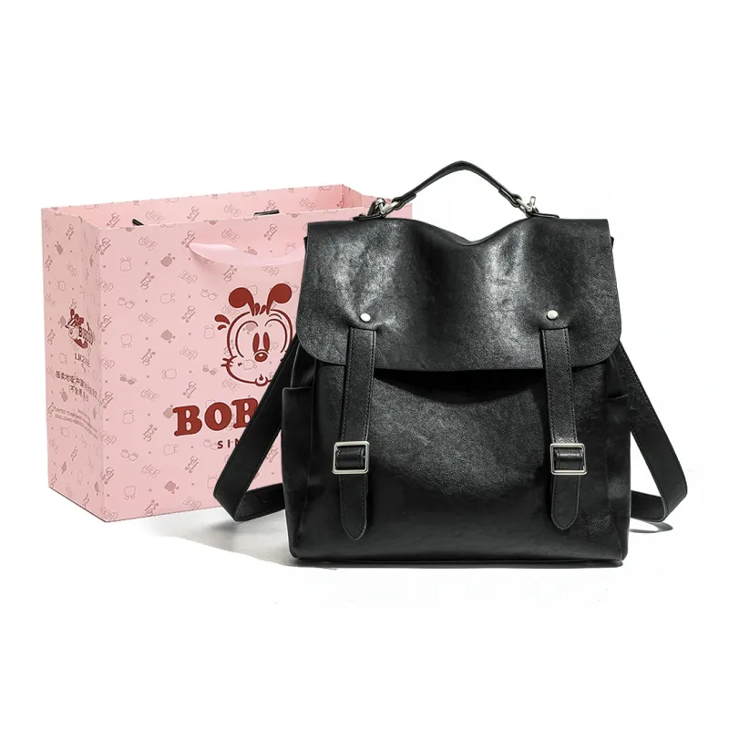 BOBDOG PU Fashion Commute Large Capacity Schooling Backpack Regular Women's Coffee/Black-6