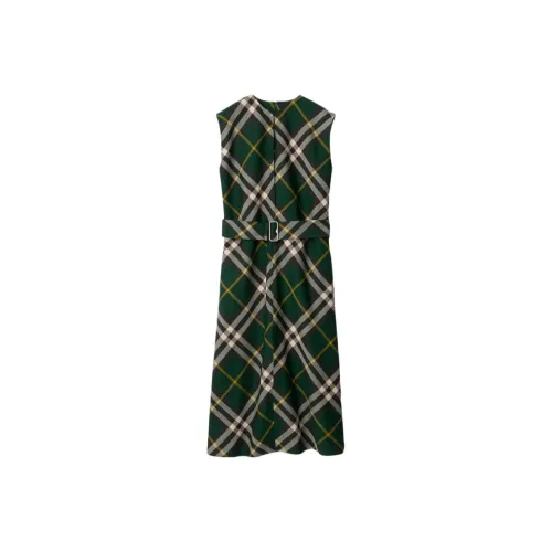 Burberry Nova Checked Belted Sleeveless Midi Dress