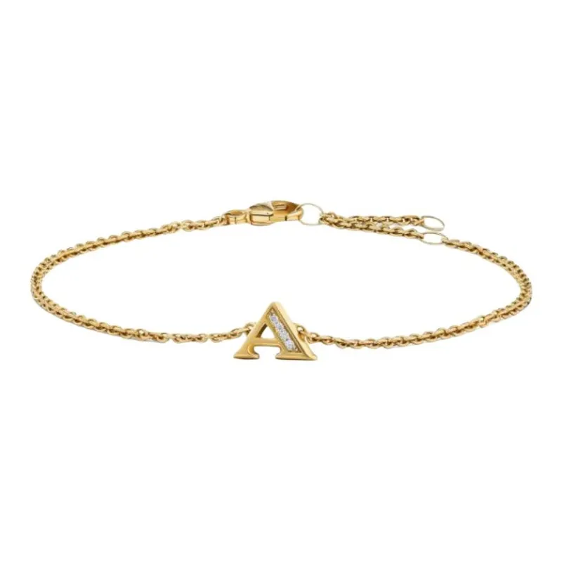 David Yurman 18K Yellow Gold Petite Pavé Initial Diamonds Bracelet-0