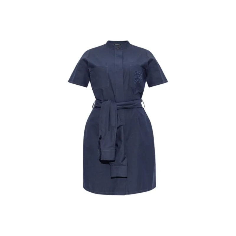 EMPORIO ARMANI Collared Belted Shirt Dress-0