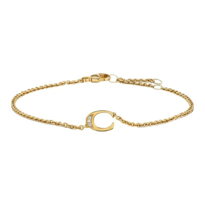David Yurman 18K Yellow Gold Petite Pavé Initial Diamond Bracelet-1